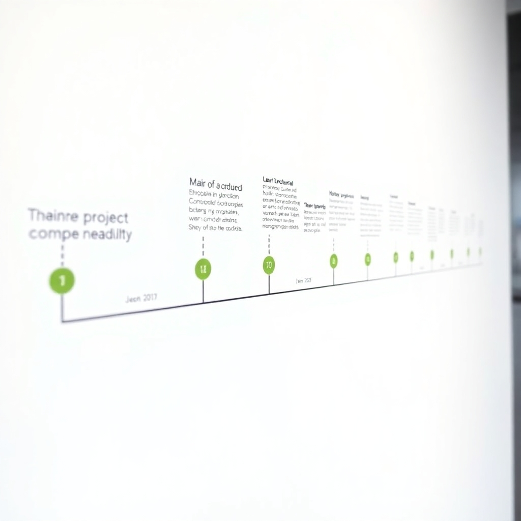 An evocative timeline image showcasing key achievements in our engineering history. Brightly colored markers stand out against a clean backdrop, highlighting major project completions. The lighting is soft but effective, ensuring clarity of information. The camera presents an engaging yet informative perspective that invites exploration of our achievements.